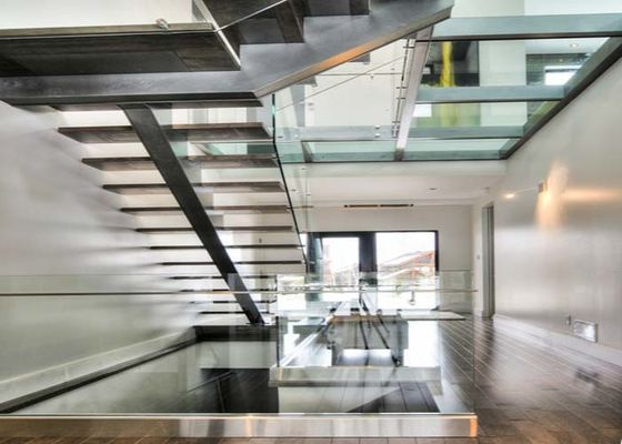 L escalier de vol droit de forme facile installent l'escalier en verre de balustrade de plate-forme