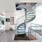 Escalier en spirale préfabriqué de bande de roulement de verre trempé avec la balustrade d'acier inoxydable