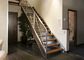 Escalier mono en acier de lisse adapté aux besoins du client par escalier droit moderne préfabriqué de bois dur