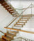 Balustrade droite moderne solide d'acier inoxydable d'escalier bande de roulement en bois/en verre