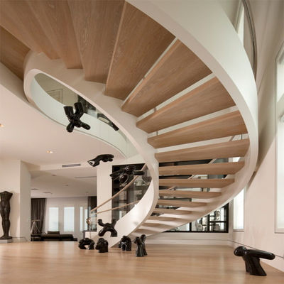 Système large incurvé moderne d'intérieur d'arc d'escalier incurvé par escalier en métal